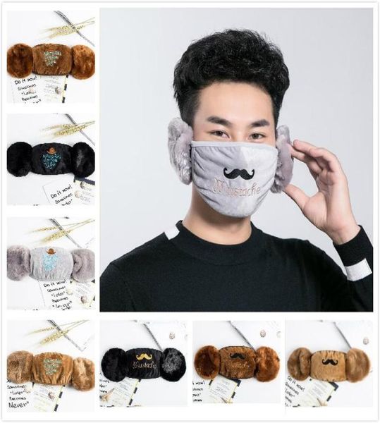 8 Farben Herren 2 In 1 Winter Warme Maske Gesichtsbedeckung Ohrenschützer Winddichter Schutz Dicker Mund Masken Winter MouthMuffle Ohrenklappenmasken6260558