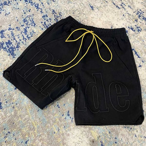 Pantaloncini da uomo Rhude Summer Designer pantaloni da spiaggia RHUDE Classic Ricamato Letter American Street High Loose Pantaloni sportivi casual e Capris Trend da donna