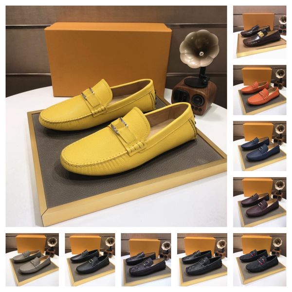 Homens Designer Mocassins Sapatos Escritório Casamento Caminhada Estilo Homem Vestido Luxuoso Sapato Moda Couro Genuíno Feito à Mão Negócios Vermelho Preto Azul Homens Sapato Tamanho Grande 6.5-12