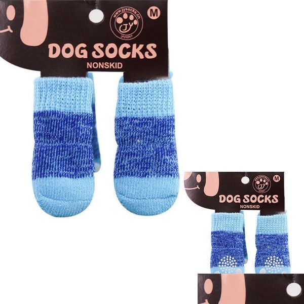 Vestuário para cães Outono Inverno Pet Dog Vestuário Meias Anti-Slip Malha Cães Pequenos Sapatos Grosso Pata Quente Protetor Bonito Filhote de Cachorro Gato Interior Wea Dhyob