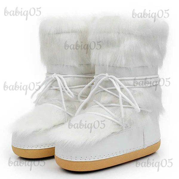 Botas 2023 inverno moda europeia espaço botas peludo lua sapatos botas de neve mulheres mais welvet t231117