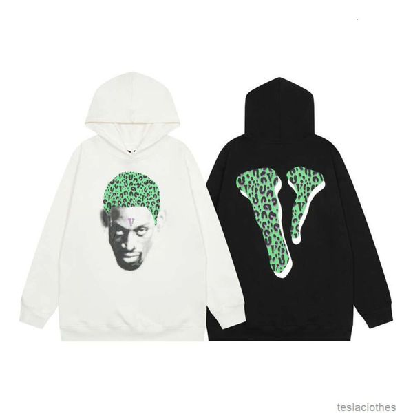 Tasarımcı Hoodie Erkek Sweatshirts Fashion Street Giyim V Tops Lone X Rodman Co Br Ed Leopar Camo Baskı Büyük V Head Hoodie Gevşek Sweater