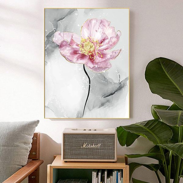 Abstrakte Aquarell-Blumen-Leinwand-Malerei Nordic Modern Plant Poster und Drucke Wandkunst für Wohnzimmer Home Decoration