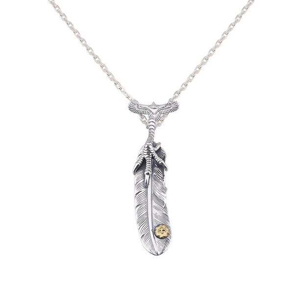 Collana in argento sterling S925 Creatività di moda personalizzata Piuma d'aquila volante Rete retrò Coppia rossa Regalo amante di gioielli in stile semplice