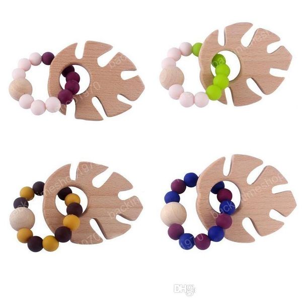 Succhietti Massaggiagengive Anello in legno naturale per accessori per la cura del bambino Dita infantili Esercizio Giocattoli Colorf Faggio Perline Lenire Dro Dhgvk