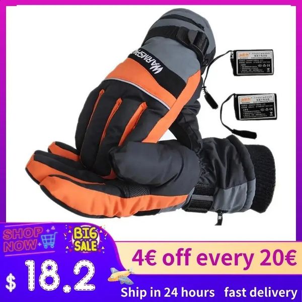 Skihandschuhe 1 Paar Winter USB Handwärmer Elektrische Thermohandschuhe Wasserdicht Beheizte Handschuhe Batteriebetrieben Für Motorrad Skihandschuhe 231116