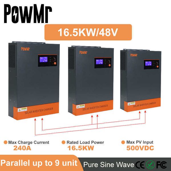 Powmr paralelo 16,5kW 220VAC/380VAC Painel solar trifásico Inverter MPPT 80A Controlador de carregador solar DC48V MAX PV Input 500VDC