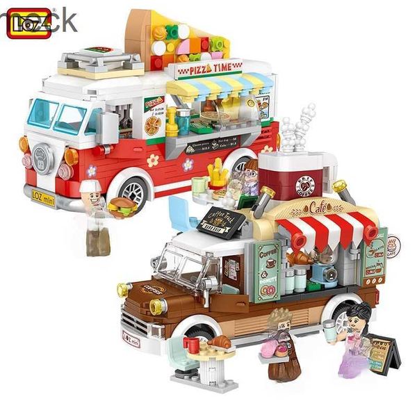 Bloklar Loz Mini Blocks City Serisi Street View 491pcs+ Gıda Kamyonu Meyve/Icecream Mağaza Öğrenme Toys 1739