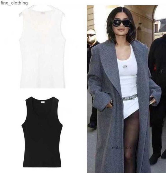 Bayan Üstleri Tank Top T-Shirt Anagram Düzenli Kırpılmış Pamuk Jersey Camiş Kadın Femme Knits Tees loews Tasarımcı Nakış Örme Yelek Spor Yelek