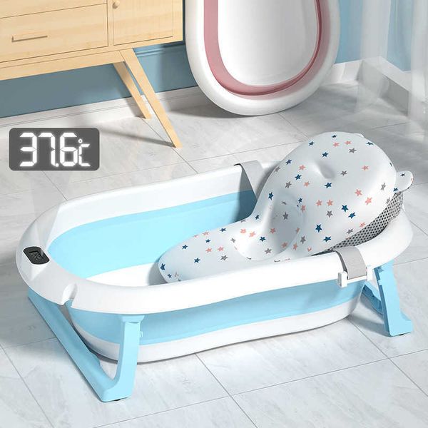 Ванные ванны сиденья домохозяйства складной новорожденный сгущенной большой ванна в режиме реального времени температура детская ванна R230828