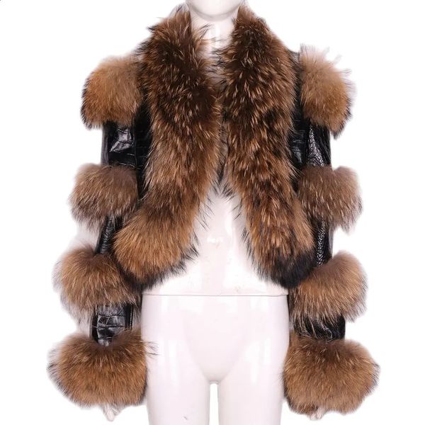 Frauen Pelz Faux 2023 Frauen Mode Echtes Leder Kurze Natürliche Jacke Europa und Amerika Herbst winter Waschbären 231116