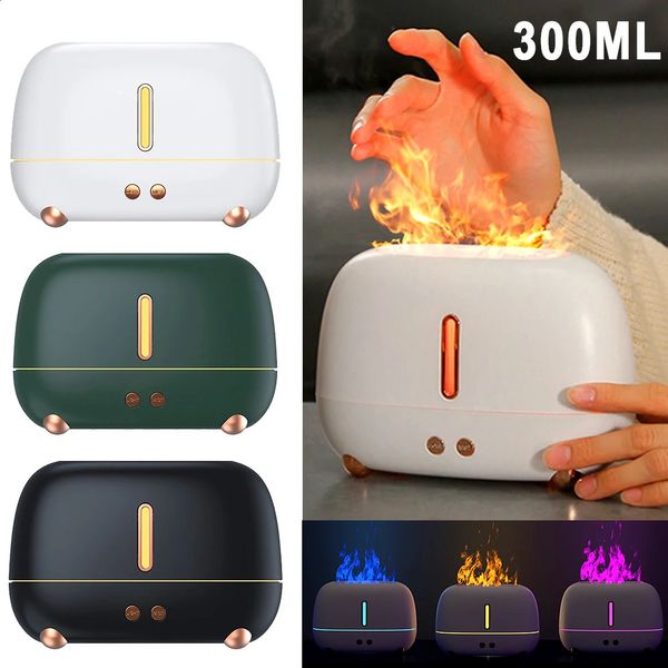 Outro Home Garden Chama Umidificador de Ar Essencial Óleo Aroma Difusor Ultrasonic Atomizador Pulverizador Led Fogger Frio Adequado para Carro de Escritório 231116