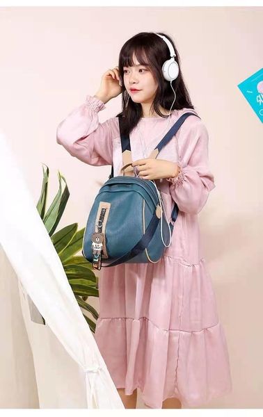 School Bags Ladies Backpack Korean Fashion Trendy Wild Schoolbag Mini 2023 Soft Leather Bag