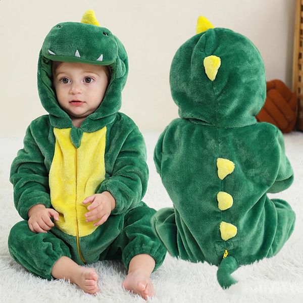 Pigiama carino bambini verde dinosauro cerniera con cappuccio tutina camicia da notte elegante morbido allentato casa pagliaccetti per bambini ragazzo ragazza pigiama 231116