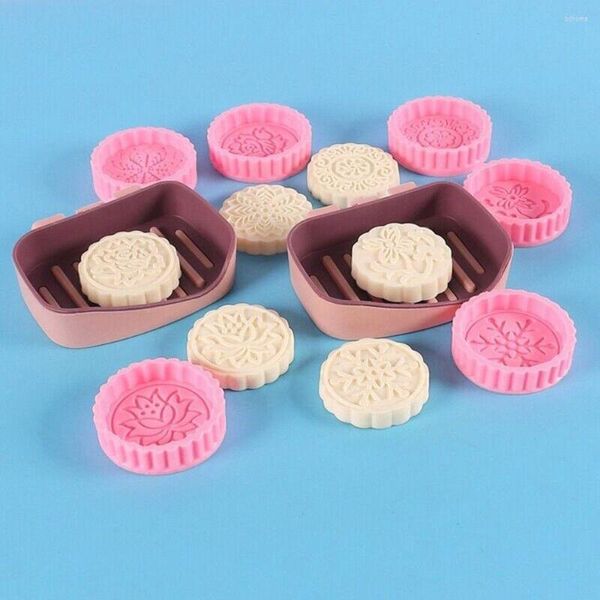 Pişirme kalıpları 2pcs mooncake damgaları kalıp yüksek kaliteli silikon jöle kalıp yeniden kullanılabilir pasta fondan diy mutfak aksesuarları