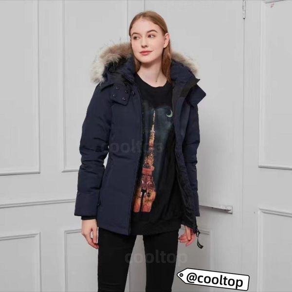 Mulheres de alta qualidade parka penas de ganso designer canadense ganso jaqueta de inverno casaco masculino chapéu de pele sobre casaco térmico destacável nó de ombro vermelho preto azul branco