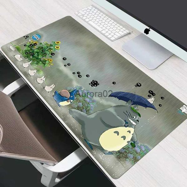 Mouse Pads Apoios de pulso Anime Totoro Spirited Away Mouse Pad Bonito Gamer Accessiores Tapete de mesa Gaming Mousepad Ghibli Miyazaki Pc Teclado de computador YQ231117