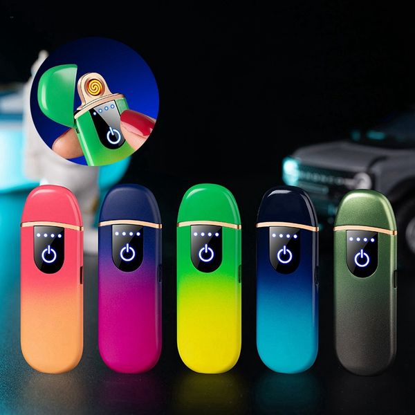 Neueste Farbverlauf Bunte Mini Zinklegierung Feuerzeug Winddicht USB Zyklische Aufladung Tragbare Touch Kraut Zigarettentabak Raucher Halter DHL