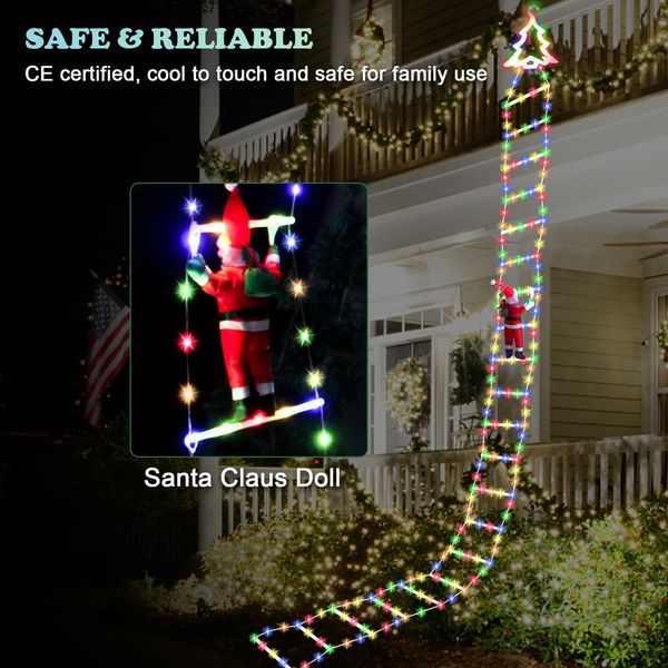 Decorazioni natalizie Luce a scala a LED per decorazioni per la casa di Babbo Natale Lampada a corda per interni ed esterni Finestra da giardino Albero di Natale Appeso Striscia luminosa 231116