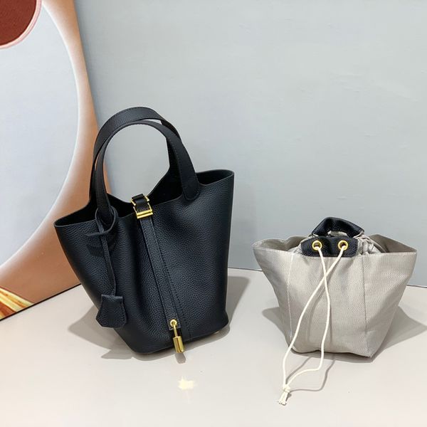 5A Mirror+ Hochwertige Picotin-Schlosstasche Damen Geldbörsen Tote Bucket Bags Handgefertigte Luxus-Designer-Handtaschen Klassische Mode Togo Leder Canvas Shopping Retro Damentaschen