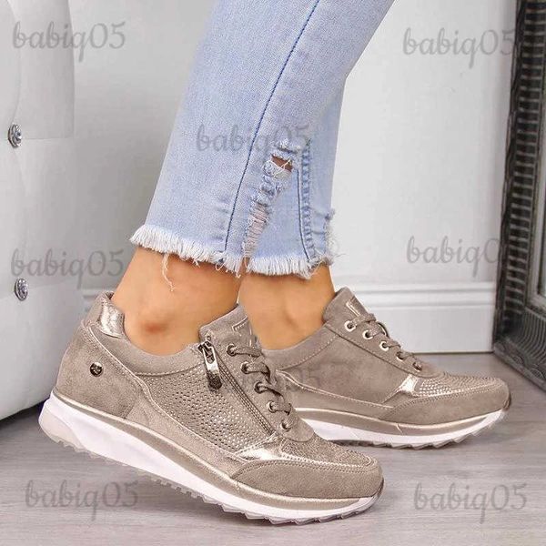 Kleid Schuhe Frauen Vulkanisieren Schuhe Mode Kristall Reißverschlüsse Goldene Turnschuhe Plattform Frühling Casual Lace-Up Luxus Tennis Weibliche 2023 neue Marke T231117