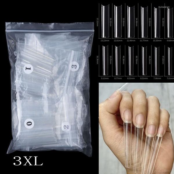 False unhas xxxl quadrado /caixão /estiletto capa completa extra longa 3xl ABS artificial ABS Clear /Natural Manicure Dicas de unhas francesas e2353