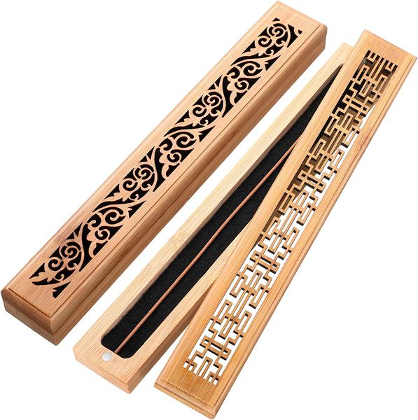 New Hot Hot de alta qualidade Bamboo Wood Incense Stick Sticker Burning Joss Insence Box Burner Catcher Catcher Random Style