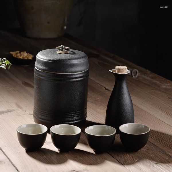 Questões de quadril japonês retrô de saquê de saquê flagon cúpula de jarro de jarro de jarro de vinhos de vinhos de cerâmica fiaschetta home wiere