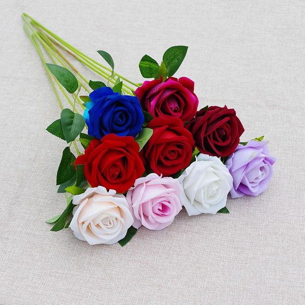 Flores decorativas 5pcs/set artificial alta qualidade seda falsa grande rosas vermelhas Flor de tecido 7 cm Touch real decoração em massa de rosa em massa