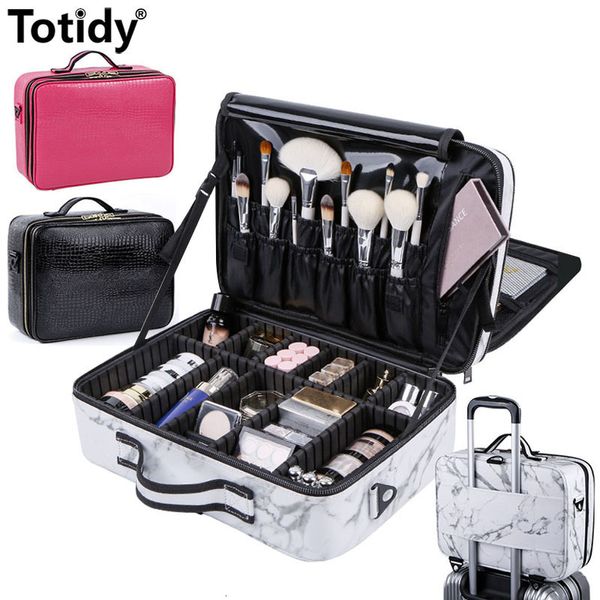 Bolsas de cosméticos Casos Mulheres Pu Leather Make Up Bag Professional Manicure Artist Makeup Kits Feminino Kits Full Cosmetic Organizer Box 230418