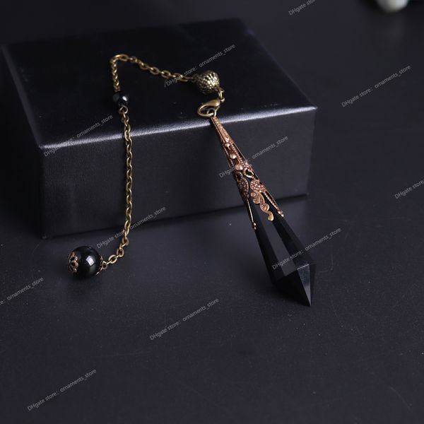 Yüksek kaliteli doğal siyah taş faset obsidiyen sarkaç downing için kolye muska kristal kehanet chakra kolye mücevher moda mücevherler takılar