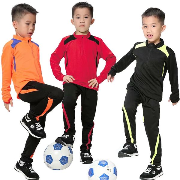 Ao ar livre t-shirts inverno futebol jersey calças correndo conjunto sportswear juventude crianças uniformes de treinamento de futebol criança fatos de treino esportes ternos 231117