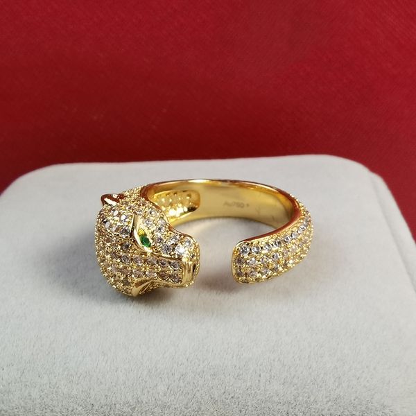 Anello Panthere Testa di leopardo smeraldo GRANDE per uomo designer diamante smeraldo Placcato in oro 18 carati design di apertura regalo squisito di lusso con scatola 004