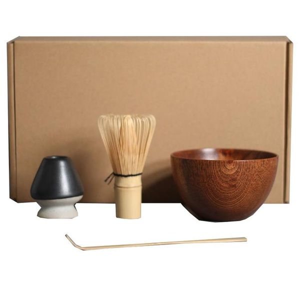 Set da tè e caffè Set regalo tradizionale Matcha Frusta di bambù Scoop Porta ciotola cerimoniale Set da tè giapponesi Consegna a domicilio Giardino domestico Kitch Dhgo8