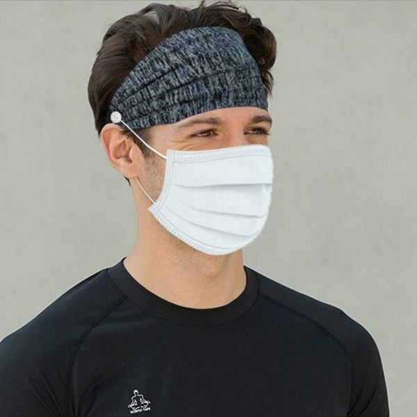 Weihnachtsschmuck Frauen Mann Knopf Stirnband Gesichtsmaskenhalter Tragen Maske Schützen Ohren Sport Schnell Trocknend Schweiß Stirnbänder Haarband 8 Farben