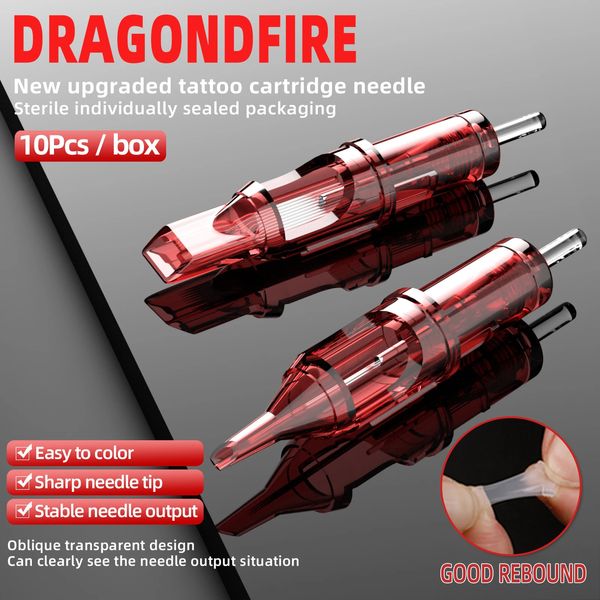 Tattoonadeln Dragon Fire Tintenpatronennadel RS RL RM M1 Permanent Make-up 10 Stück mit Folie Safety Einweg 231117
