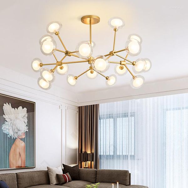 Люстры северно -светодиодные люстры роскошная золотая стильная ветвь потолочная лампа для дома для гостиной кухня спальни