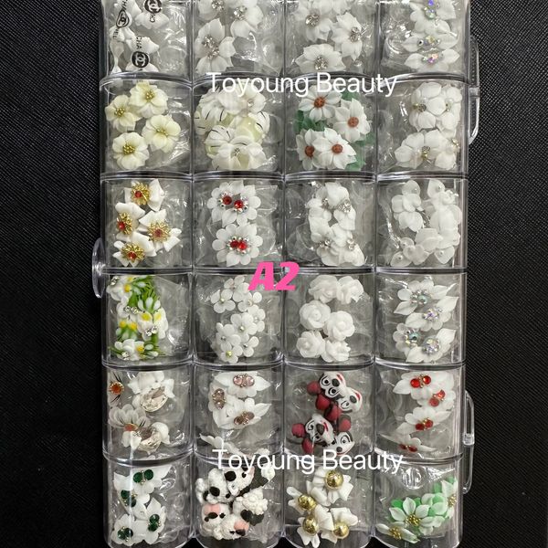 Adesivos Decalques 100 PCS por Caixa Prego Pérola Jóias Artesanais Kawaii Nail Art Encantos Personalizar Decoração Adesivos 3D Acrílico Flores 231117