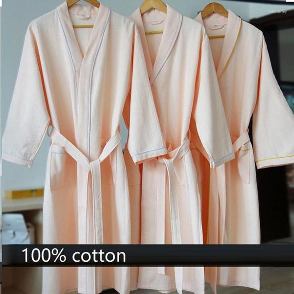Женская одежда для сна хлопковое простые цвета бани для халата унисекс пижама сауна одежда для вафера вафельной водяной поглощение с поясными ночными платьями
