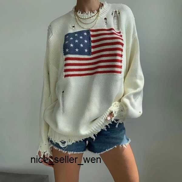 Polo-Strickpullover Herren-Damenpullover 2023 US-amerikanischer Strickpullover – Flag High-End-Luxus-Komfort-Baumwollpullover 100 % Garn Rl Bear Damen PG53