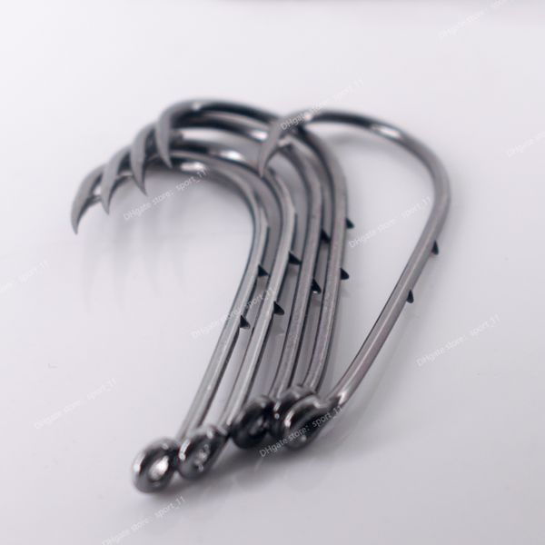 50 PCS Doppelbackte Fischereihaken Stachelbalte Spitze Haken Langgrad Kreis großer Seestrand für große Fische Japan Hochwertige Angelfischhooks Langes Schaftfischen