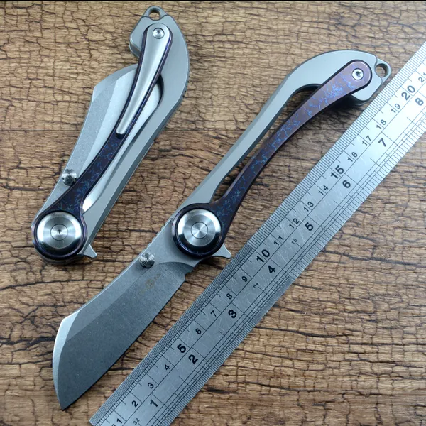 Twosun TS403 Klappmesser Geschenk im Freien D2 Blade Keramikkugellager Waschmaschine Bunte Titangriff Griff Neuheit Taschenmesser EDC -Werkzeug