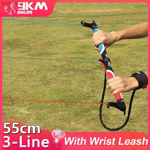 Drachenzubehör 21 55 cm 3-Linien-Drachensteuerstange mit Handgelenkleine Sicherheitssystem Nylongewebe für Power Traction Kite Flying Tool AccessoriesL231118