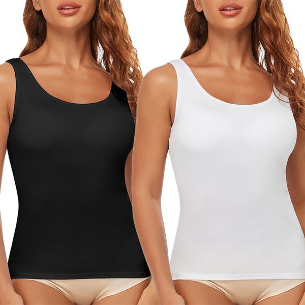 Tanque de tanques da Camisoles Tampa para mulheres com Bra Bra Feminino Sports Sports Surtness Treino de fitness Camisas de compressão Camisole Shapewear 230418