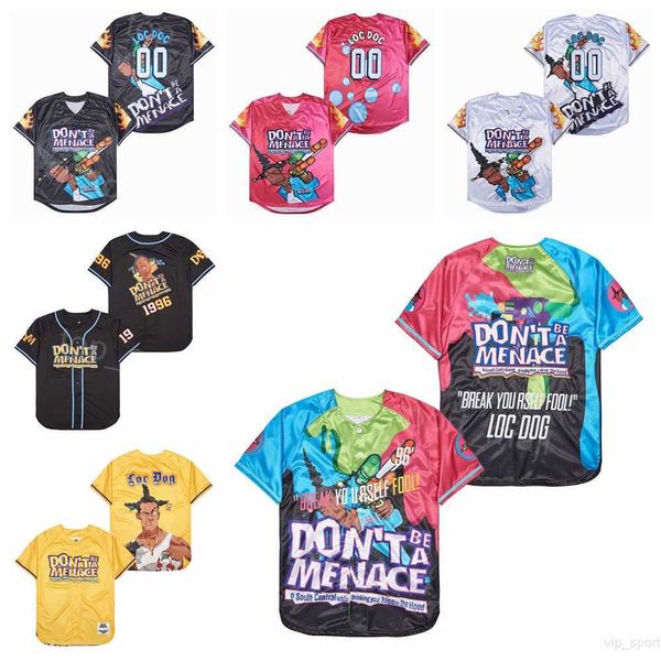 Moive Baseball DONT BE A MENACE Maglie 1996 EIGHT BALL RACING 00 Loc Doc All Stitched Team Nero Bianco Giallo Rosa Cool Base Cooperstown Retro Uniforme universitaria