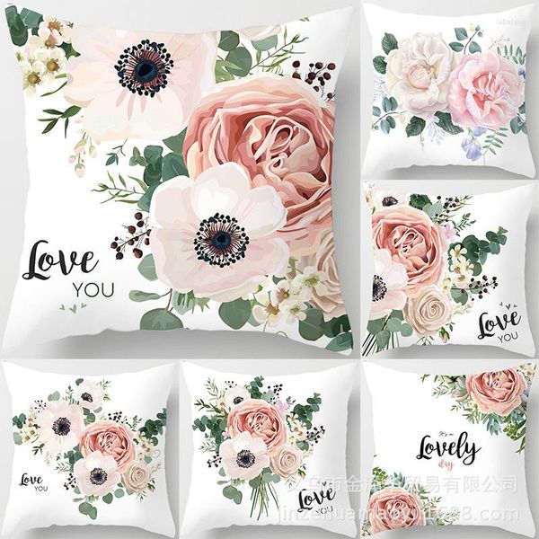 Kissen Valentinstag Kissenbezug Geschenk Liebe Rose Blume Sofa Pfirsich Samt Rechteckbezug