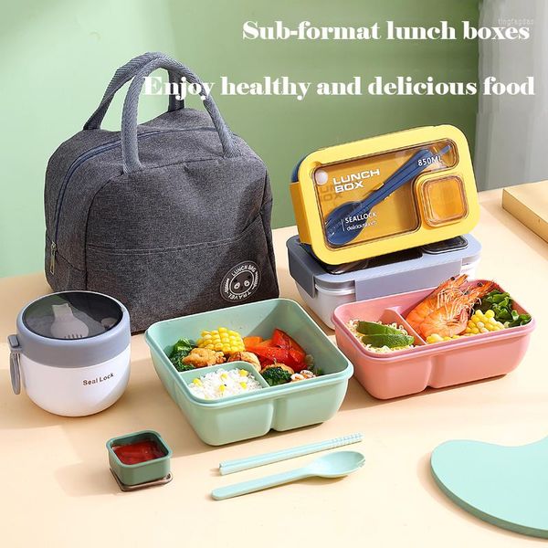 Dinnerware Define Bowave Boxing Box portátil Recipiente de tipo Separado Caixa de Bento Healthy Bento com talheres para Kid