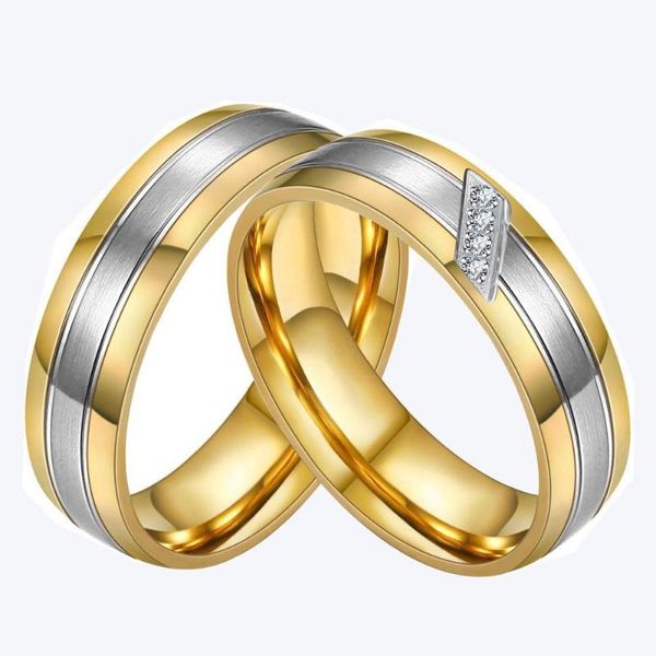 Küme halkaları erkekler için çiftler kadın onu zirkon elmasları altın ton titanyum paslanmaz çelik düğün nişan yüzüğü seti Yahudi