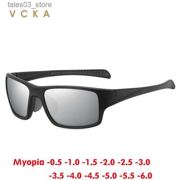 Occhiali da sole VCKA Classic Polarized Miopia Occhiali da sole Uomo Vintage Square Personalizza Occhiali da sole da vista Occhiali da guida maschili da -0,5 a -6,0 Q231118