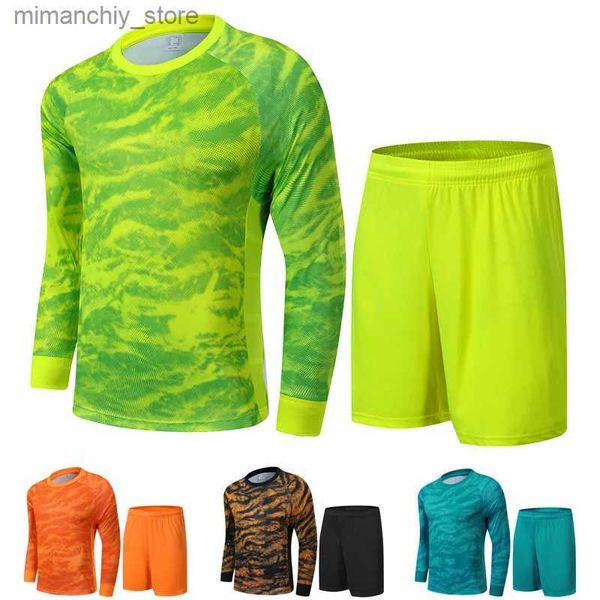 Colecionável 22-23 Adulto Goleiro Uniforme Camisa de Futebol Conjunto Profissional Goleiro Uniforme de Futebol Esponja Proteção Camisa Calças Shorts Homens Q231118